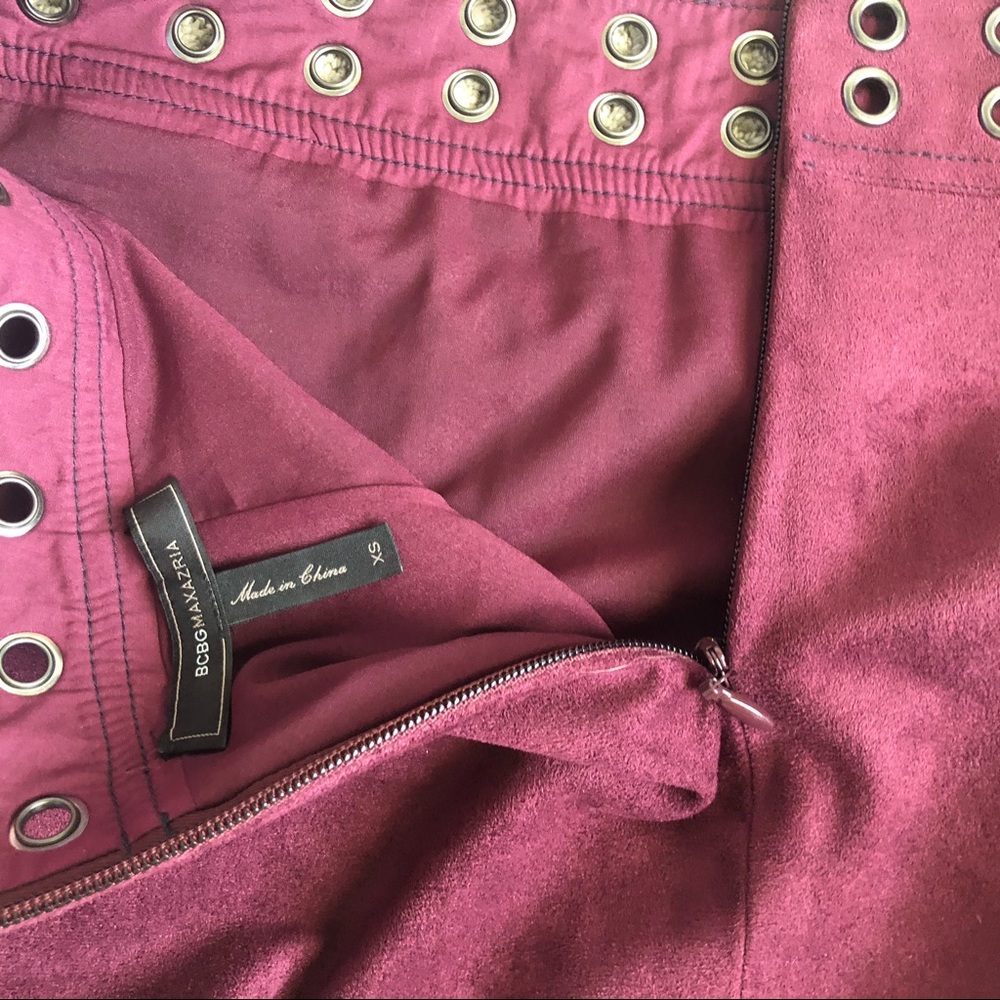 Y2K BCBGMaxazria vegan suede rivet mini skirt xs (A) - Picture 8 of 10